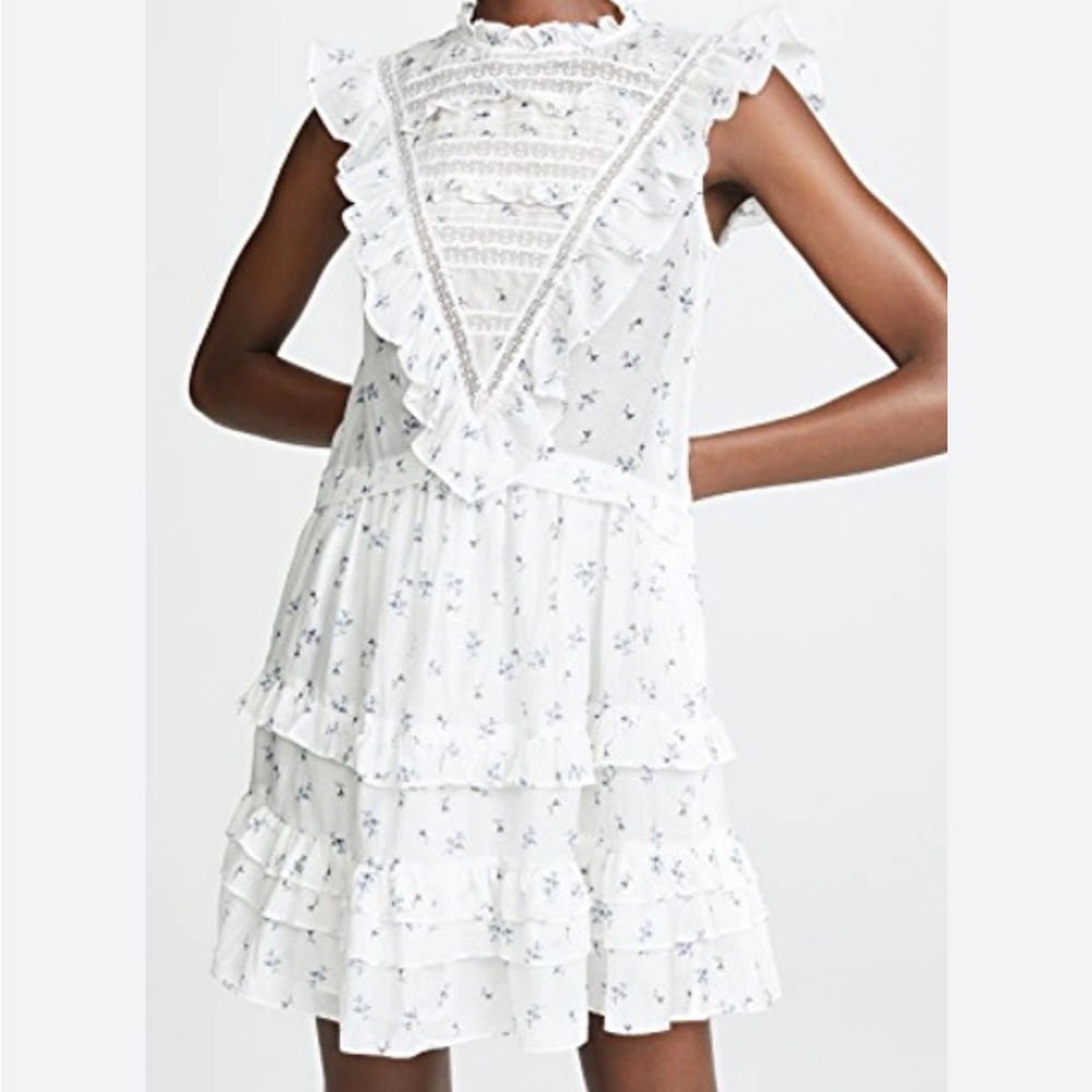 Floral White Ruffle Dress